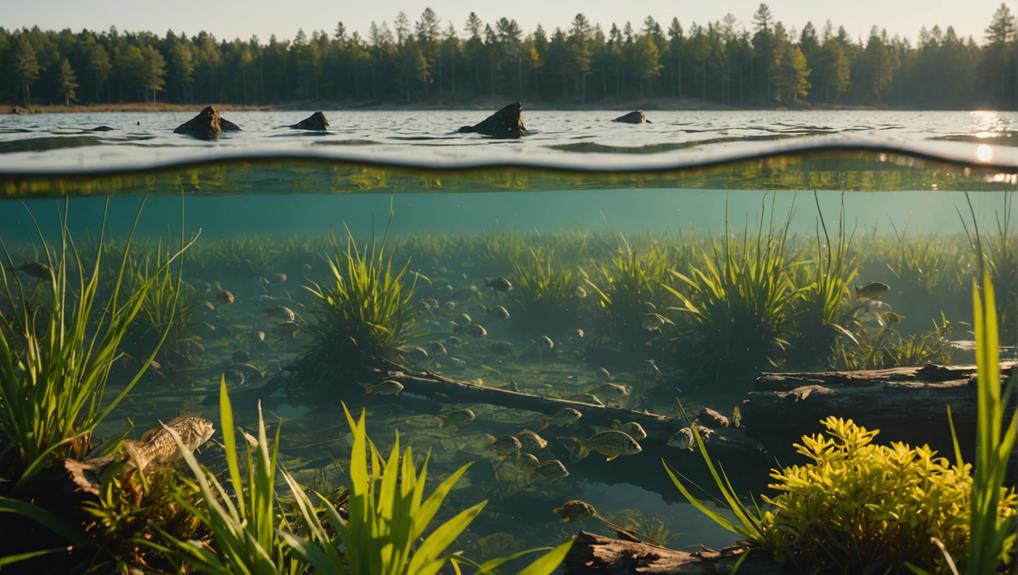 Clear shallow water showing crappie swimming near the surface