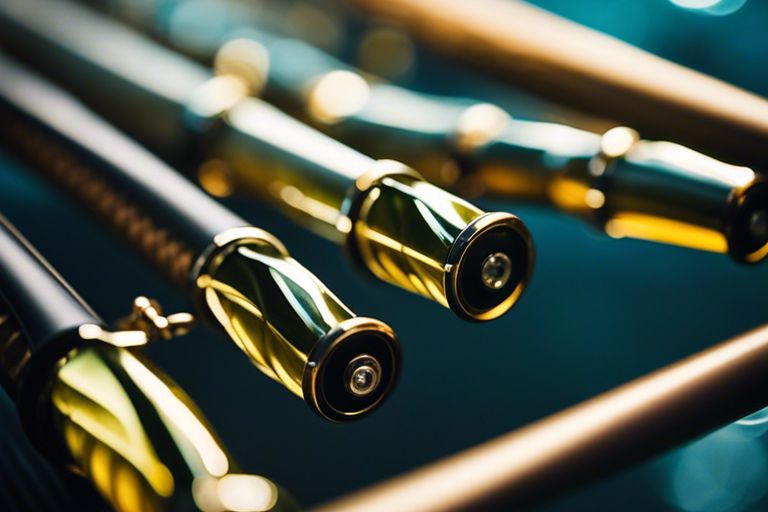 An angler holding a 6-foot medium heavy spinning rod while standing in a river, with mountains in the background. Alt Text: Angler with 6-foot medium heavy spinning rod in river with mountains.

