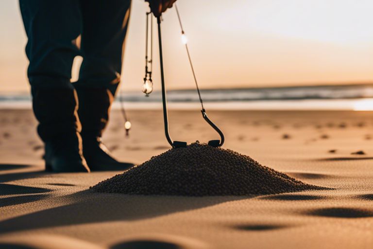 Close-up of sand fleas in a bucket, ready for fishing