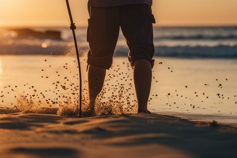 Muhammad Zubair holding a pompano caught with sand flea bait