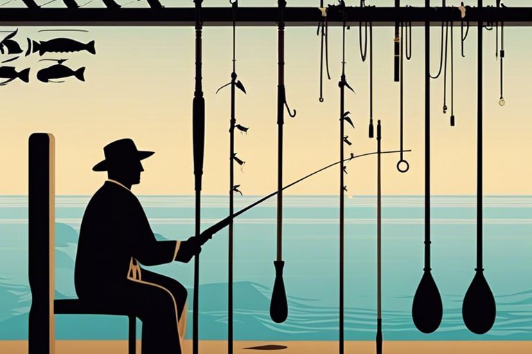 Ancient fishing rod illustration depicting early fishing technology