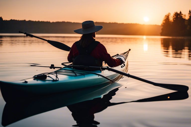 Fishing kayak paddle with built-in measurement markings