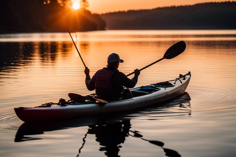 Close-up of a lightweight kayak fishing paddle