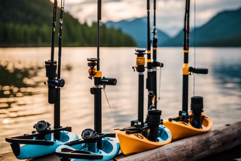 Kayak with homemade rod holders installed

