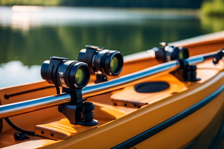 Close-up of a custom kayak rod holder
