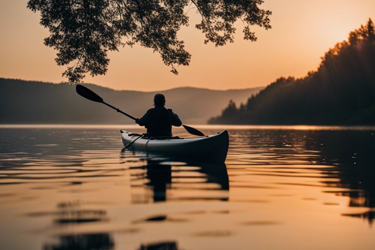 Angler demonstrating kayak stability techniques
