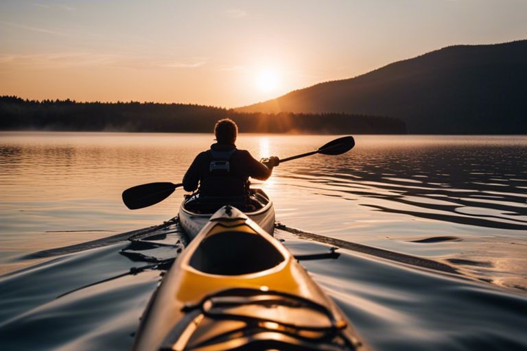 Angler mastering kayak stability for fishing

