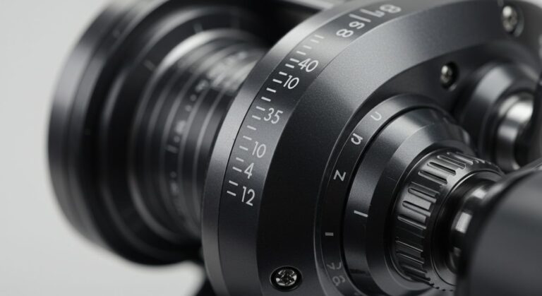 Fishing reel gear ratio markings showing 5.2:1 on a quality spinning reel