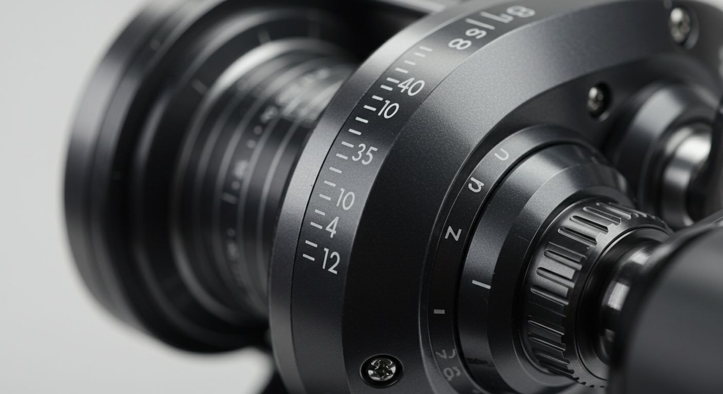 Fishing reel gear ratio markings showing 5.2:1 on a quality spinning reel