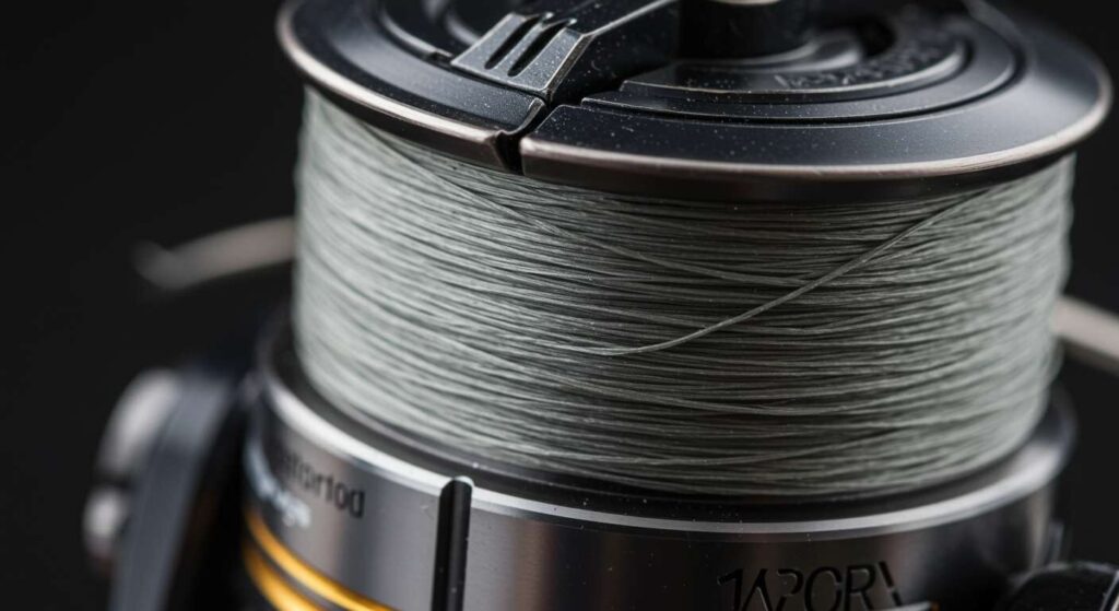Properly filled spool when spooling a new fishing reel showing optimal line capacity