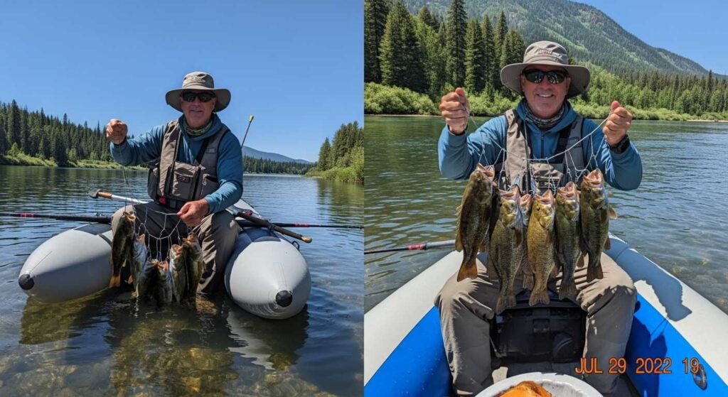 Photo collage of you with different boats and catches, with date stamps