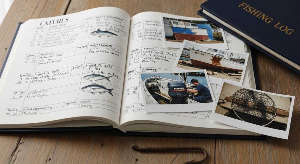 Your fishing log showing catches from this boat, repair photos