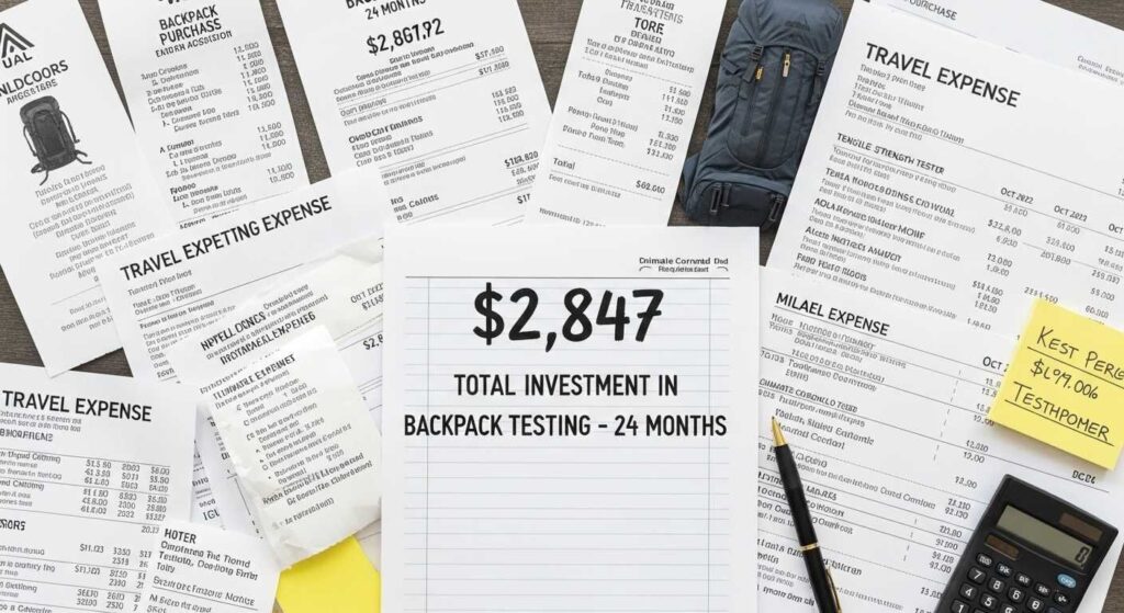 Documentation of $2,847 investment in independent fishing backpack testing over 24-month period